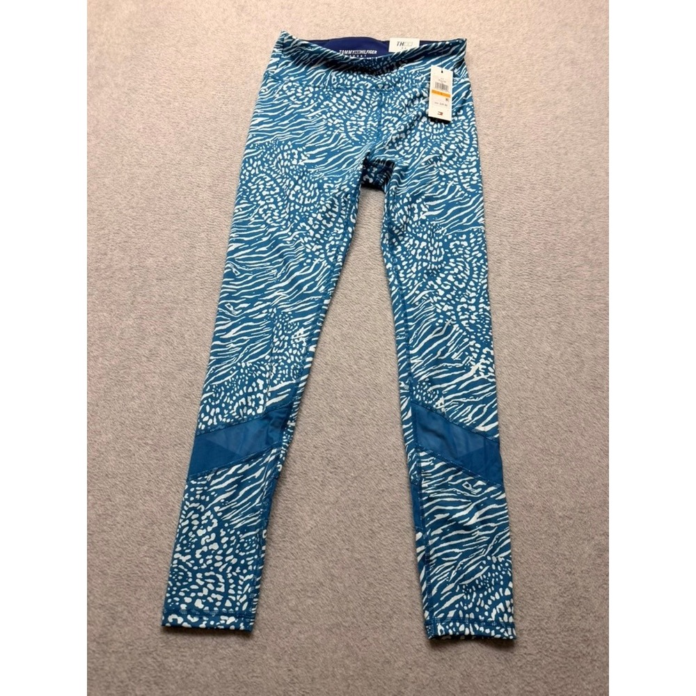 Tommy Hilfiger Sport Women Blue Animal Print Mesh Panel Leggings TP26475P S